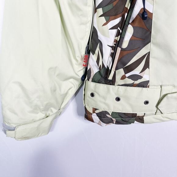 e408 Womens Medium M Pale Green Vixen Ski Jacket Snowboarding Floral Camo Print - Picture 15 of 16